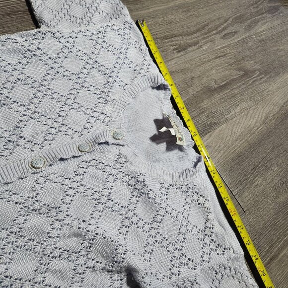 Vintage 70s pastel blue crochet short-sleeved button-up cardigan ✦ coastal grand - Picture 15 of 15